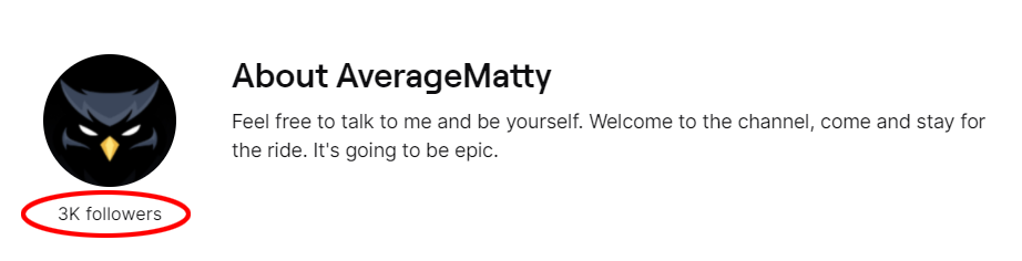 AverageMatty follower count on Twitch.tv is 3,000