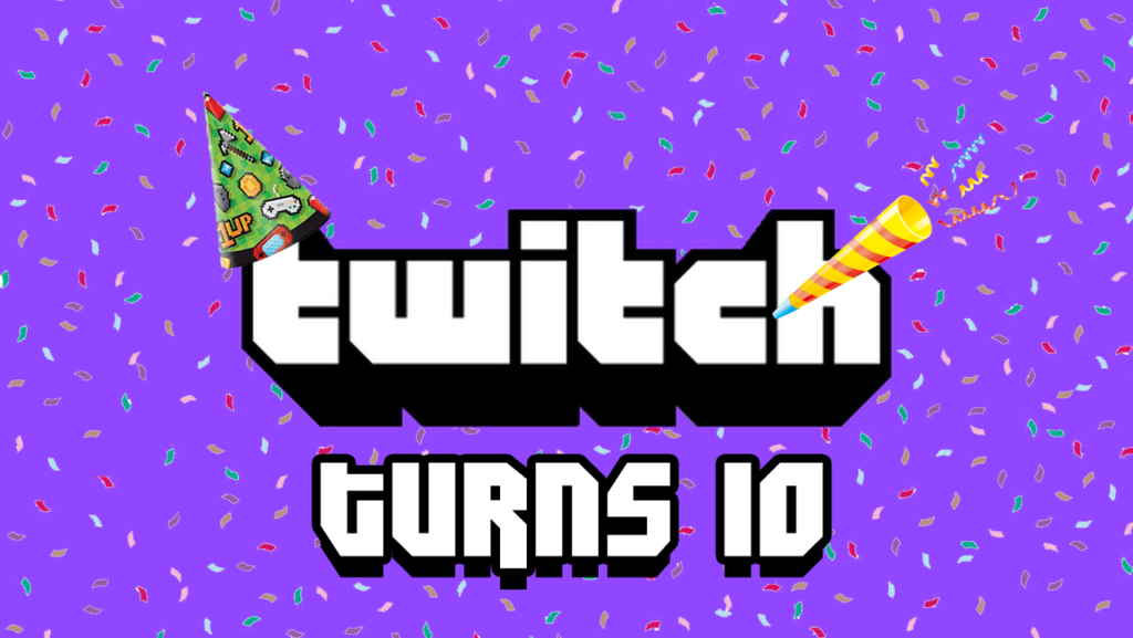 Twitch turns 10 party logo