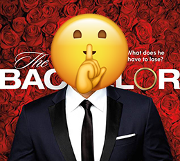 The Bachelor with a shooshing emoji face.